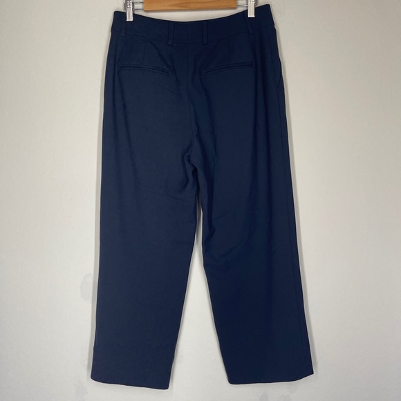 Club Monaco Trousers Pants Womens 10 Wool Blend Navy Blue Straight High rise - Picture 5 of 12